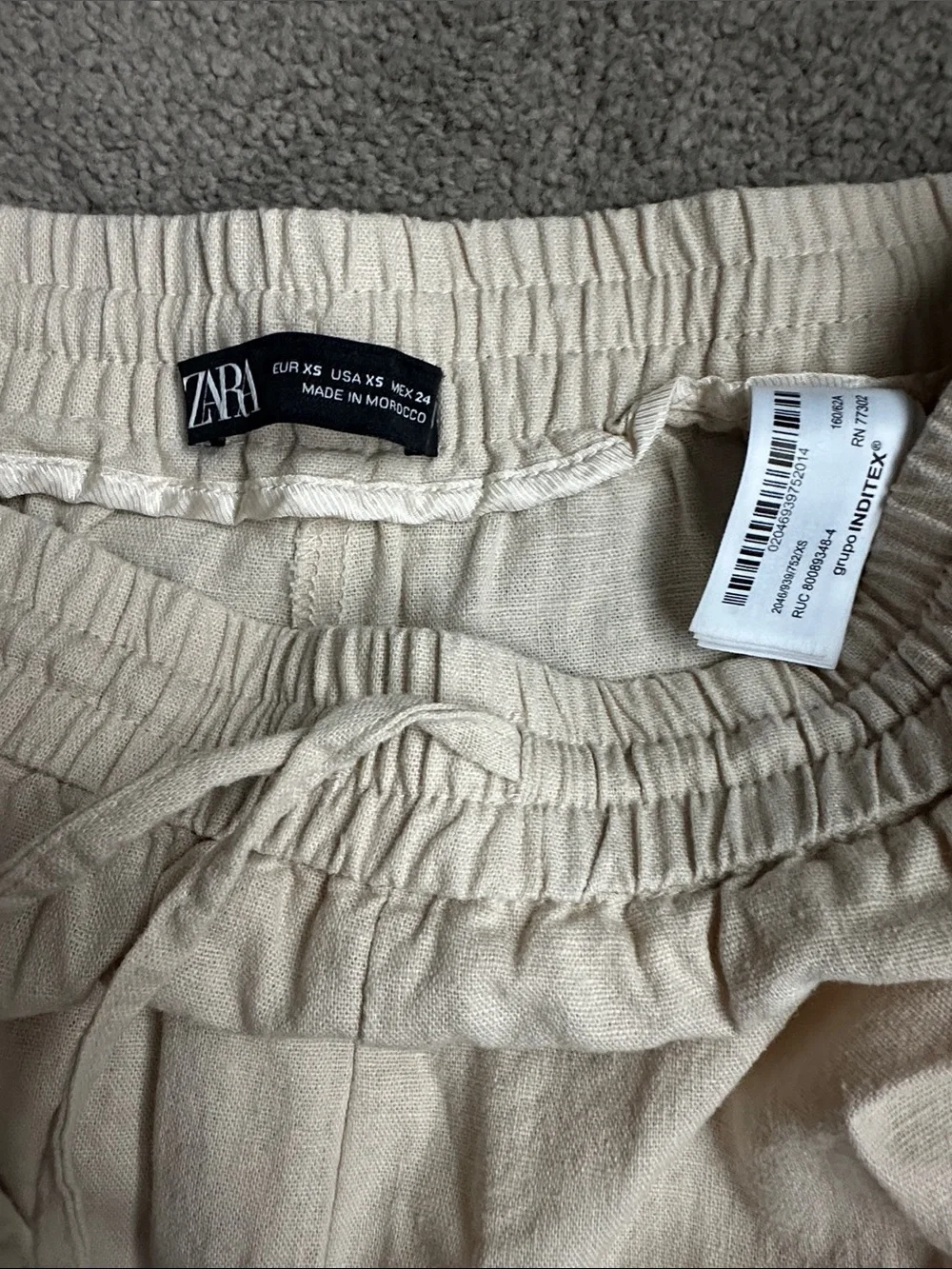 Zara Linen Blend Straight Pants in Light Sand Size XS